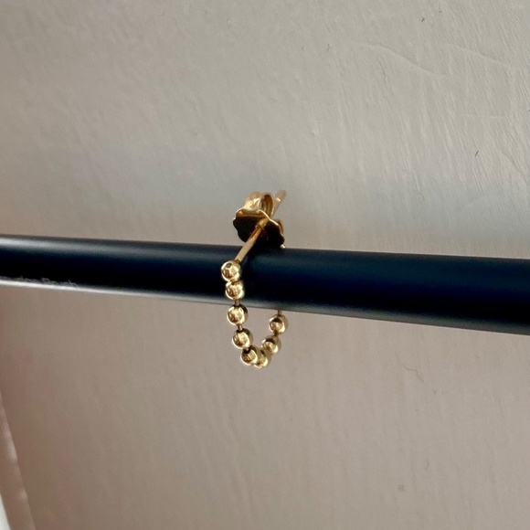 SOLD Single 14K Gold Ball Chain Stud Earring/Earring Jacket Piercing Curation - Picture 4 of 4